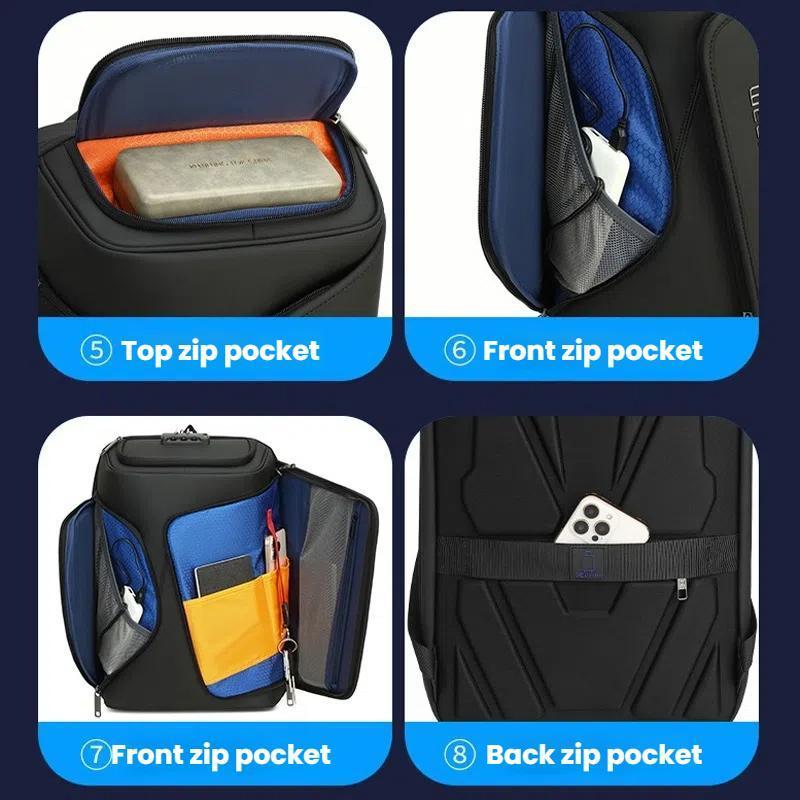 Water Resistant Anti Theft Laptop Backpack With Usb Port - Black