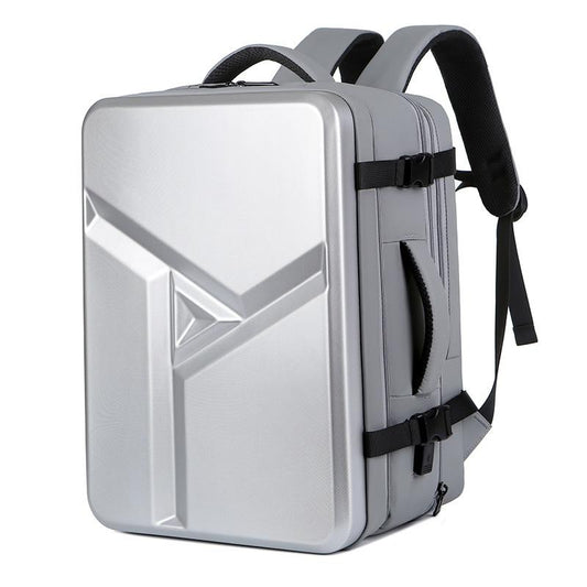 Waterproof Expandable Hard Shell Backpack with Usb Charging - Large Capacity Black - 161 Light Grey