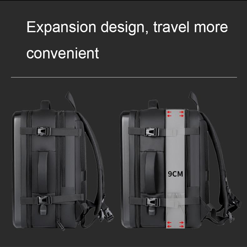 Waterproof Expandable Hard Shell Backpack with Usb Charging - Large Capacity Black - 161 Light Grey