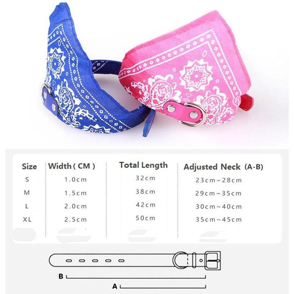 Adjustable Dog Bandana Leather Printed Soft Scarf Collar Neckerchief For Puppy Pet - Size M - Blue