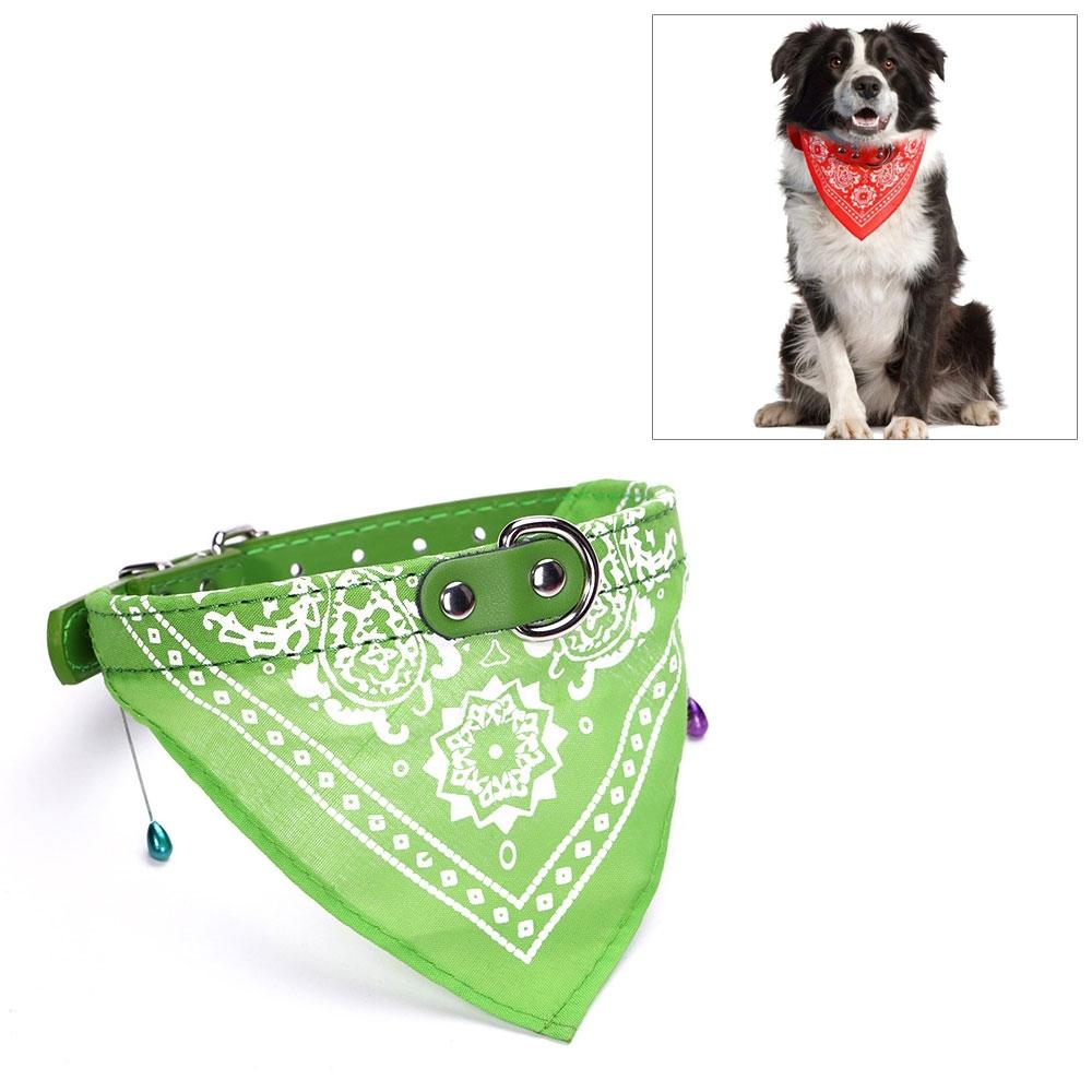 Adjustable Dog Bandana Leather Printed Soft Scarf Collar Neckerchief For Puppy Pet - Size M - Blue