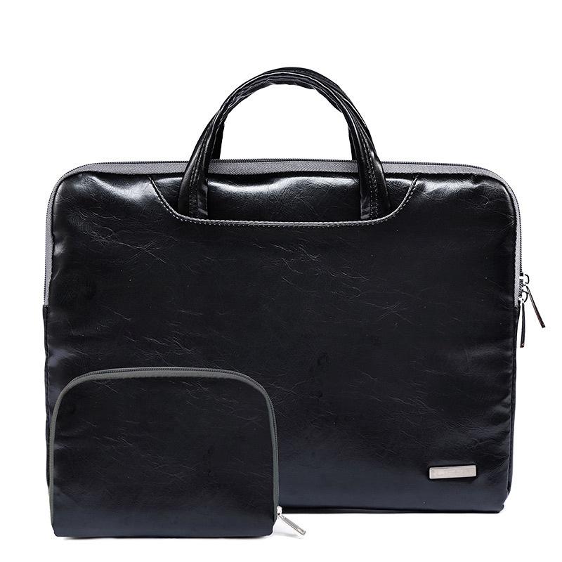 15.6 Inch Simple Business Laptop Bag With Liner - Ls-116 - Pu Black