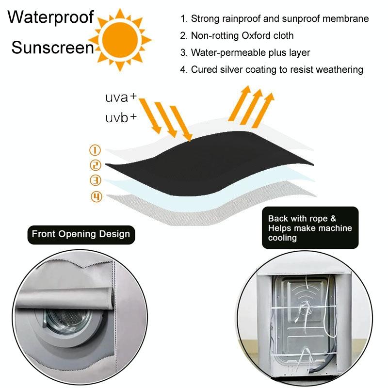 Waterproof Dustproof Cover for 420d Roller Boiler Washing Machine - 60x53x85cm Size - Silver - 60X64X85Cm