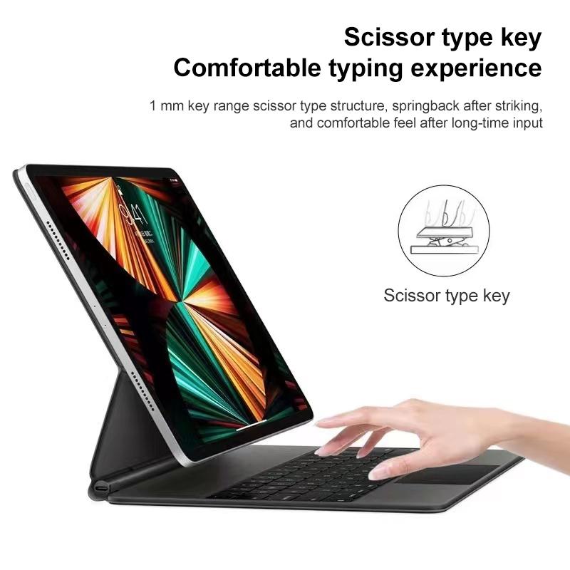 Bluetooth Keyboard Leather Case With Touch Pad - Bp129 - Black