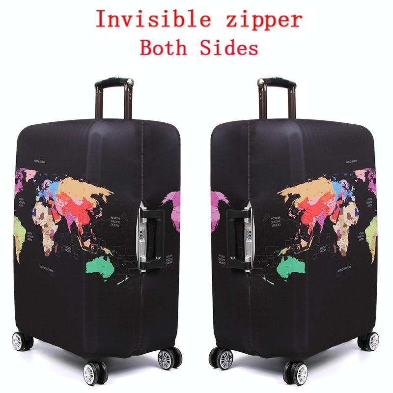 Xl Travel Luggage Cover - Dustproof Scratch-proof Elastic Sleeve - Fits 29-32 Inch Suitcases - World Map
