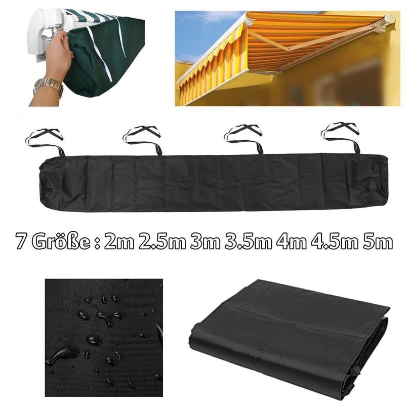Waterproof Retractable Canopy for Outdoor Patio - 3.5m Size Dustproof Protective Cover - Black