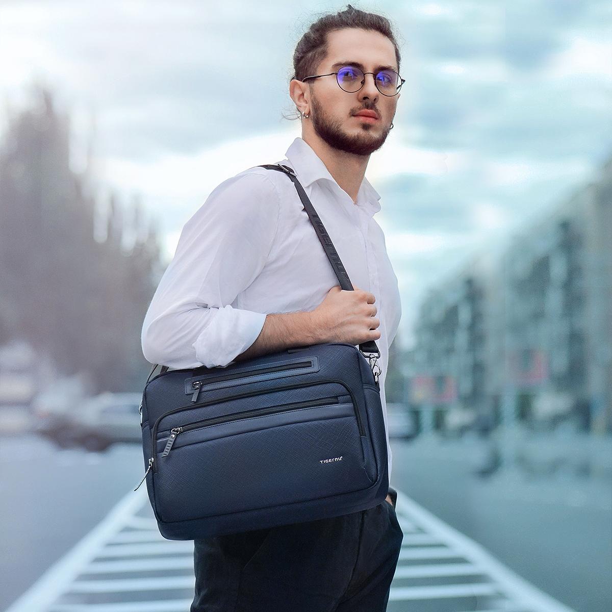 Versatile Men Laptop Briefcase - Dark Blue