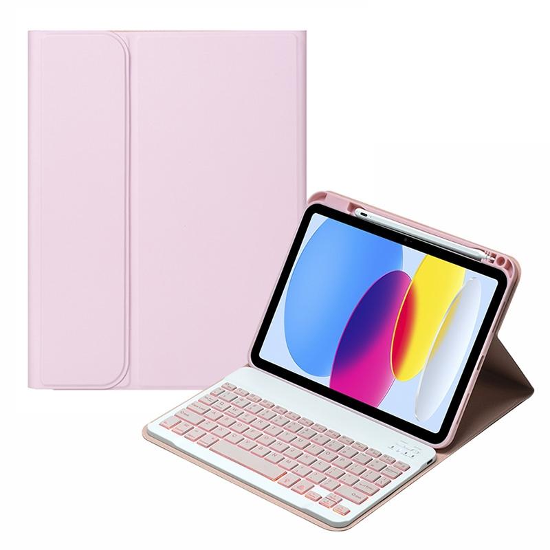 10.9 Ipad 10Th Gen 2022 Backlit Keyboard Case With Pen Slot - Bluetooth Leather - Black