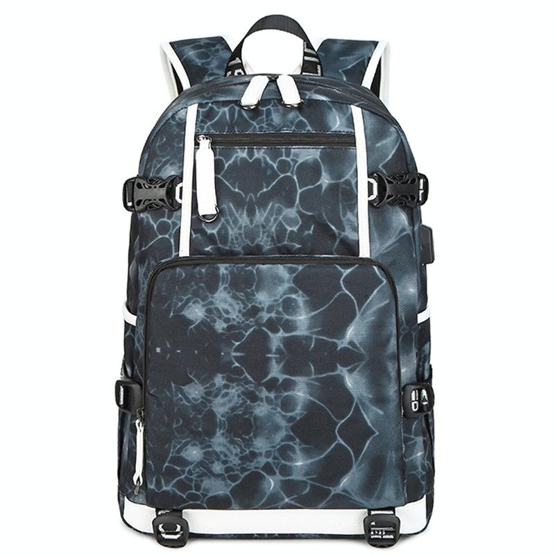 Student Waterproof Printed Backpack - Geometric Red