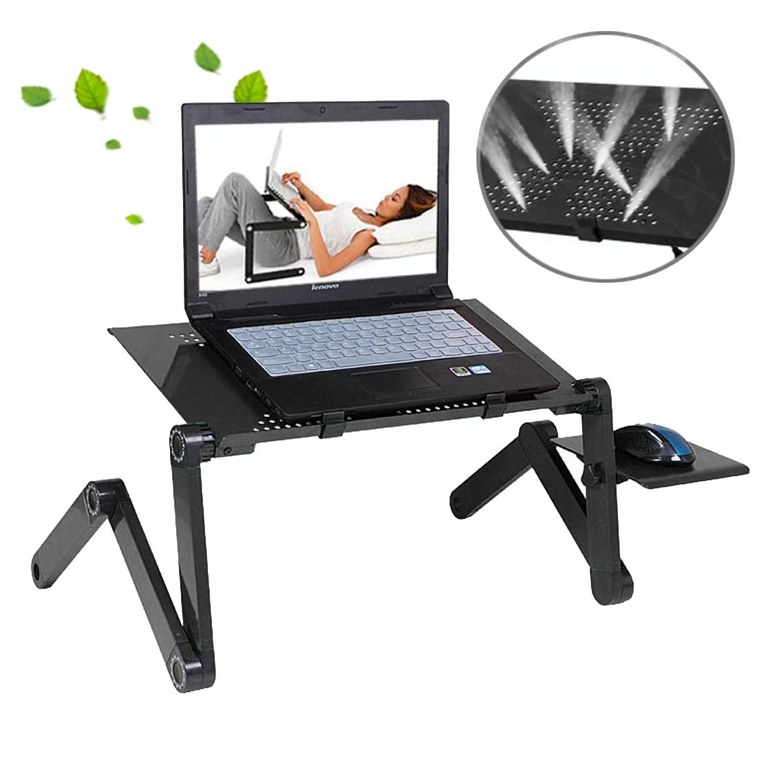 Adjustable Foldable Laptop Stand - Portable 360 Degree Aluminum - Black