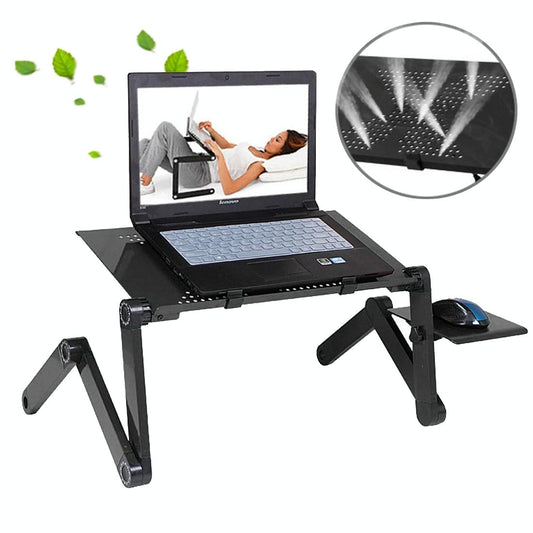 Adjustable Foldable Laptop Stand - Portable 360 Degree Aluminum - Black