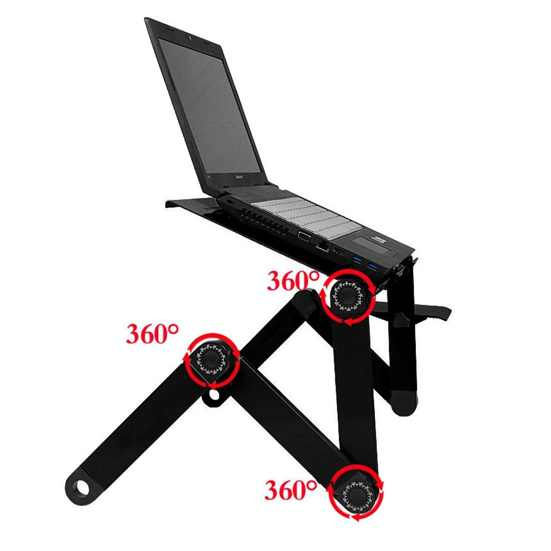 Adjustable Foldable Laptop Stand - Portable 360 Degree Aluminum - Black