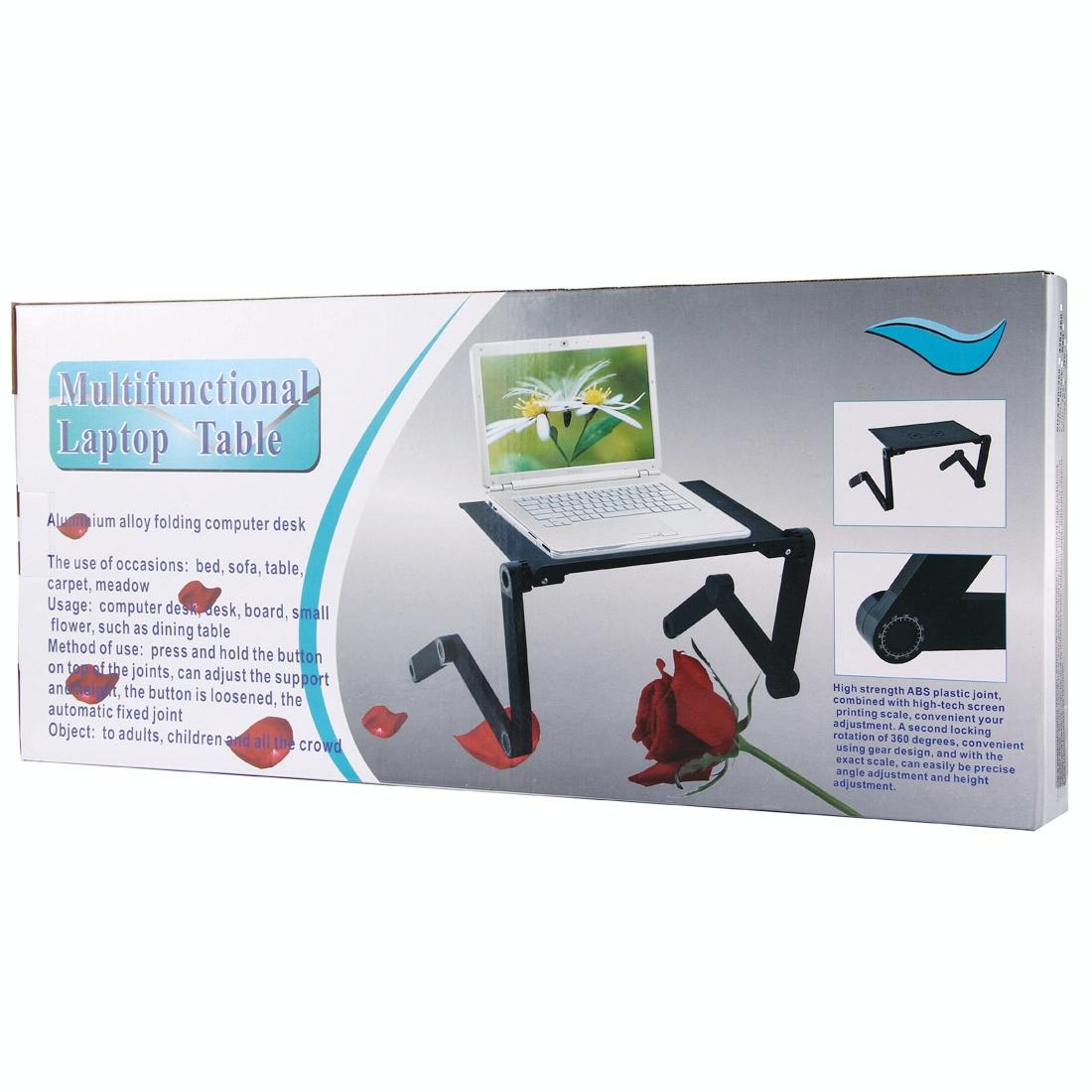 Adjustable Foldable Laptop Stand - Portable 360 Degree Aluminum - Black