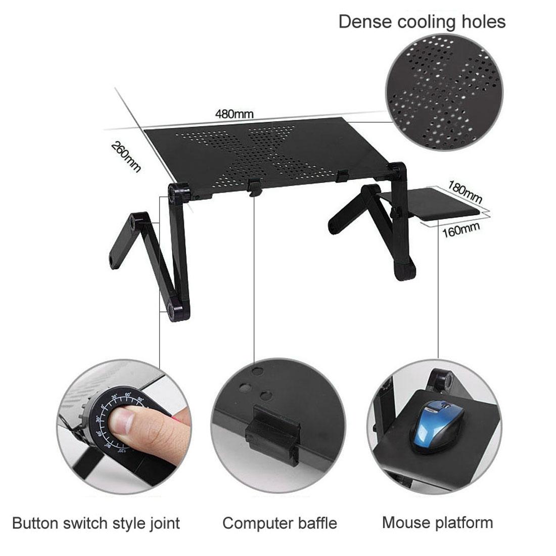 Adjustable Foldable Laptop Stand - Portable 360 Degree Aluminum - Black