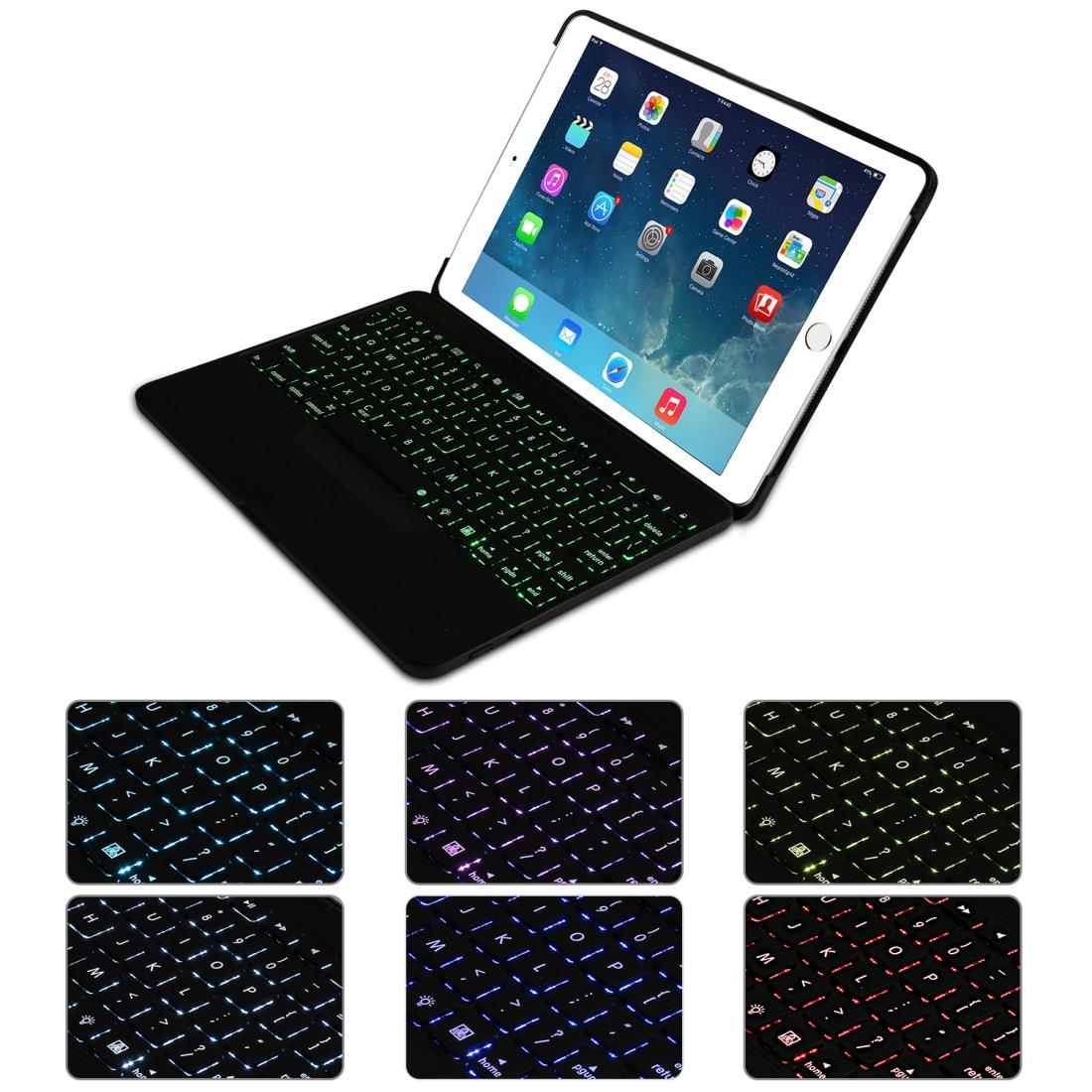 Detachable Bluetooth Keyboard Case For Ipad Air 2 / 9.7 2018 / 2017 / Pro 9.7 - Colourful Backlight - Black
