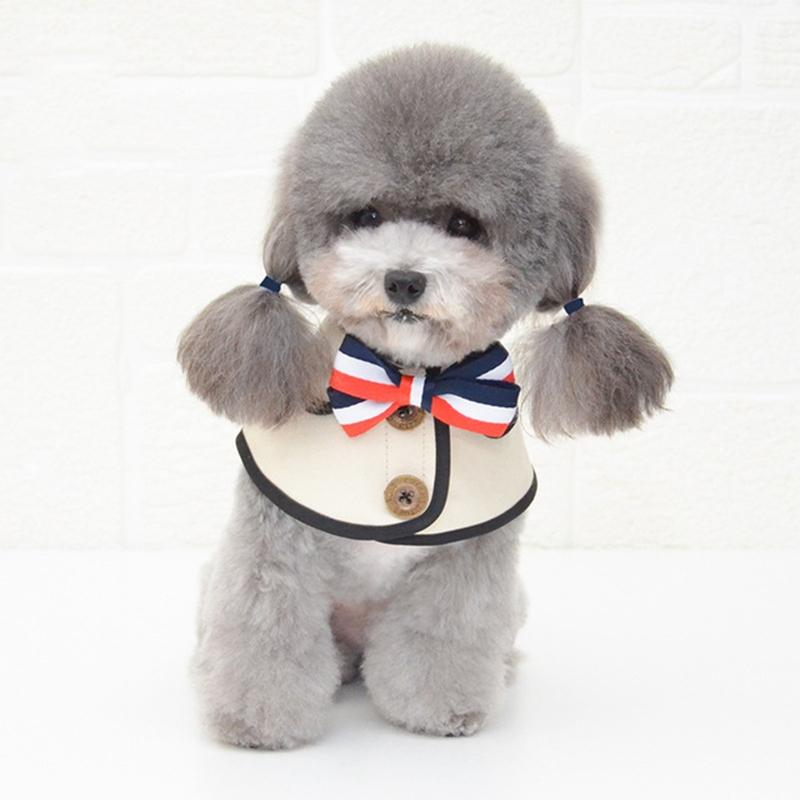Dog Shawl Saliva Towel Scarf Pet Bow Tie Jewelry Accessories - Size L - White