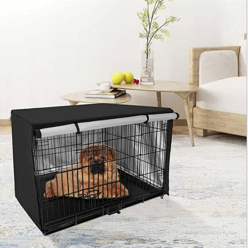 Outdoor Pet Cage Cover - Oxford Cloth Dustproof Rainproof Sunscreen - 124.5x79x84cm - Black