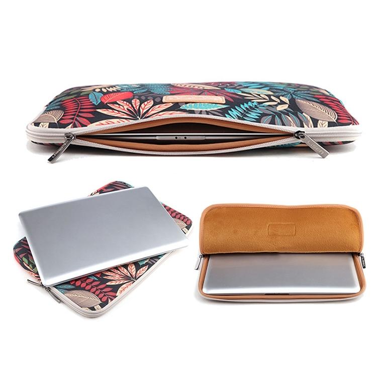 Sleeve Case Colourful Leaves Zipper Briefcase Carrying Bag - Black