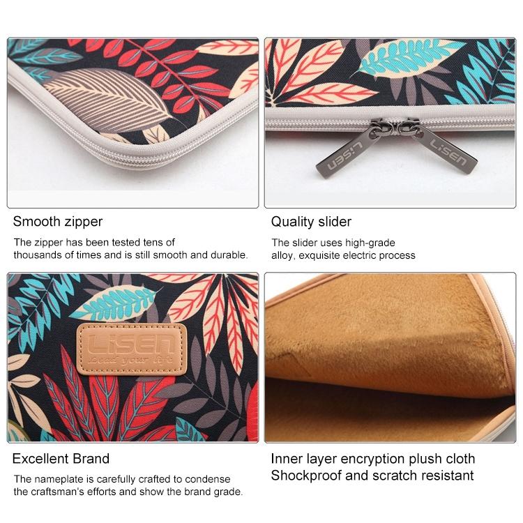Sleeve Case Colourful Leaves Zipper Briefcase Carrying Bag - Black