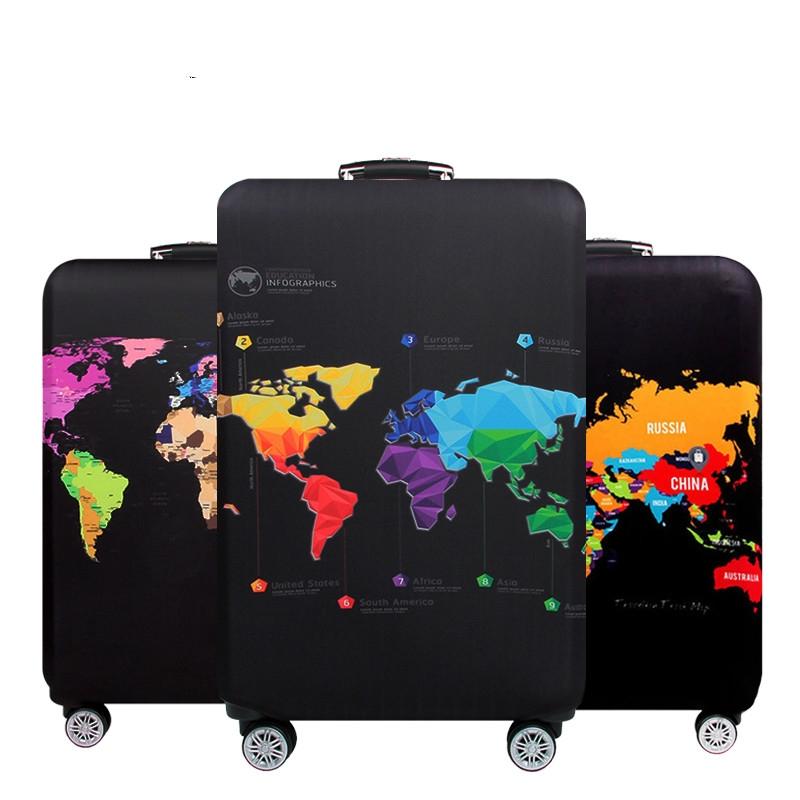 Protective Elastic Suitcase Cover - Fits 22-24 Inch Luggage - Dustproof & Scratch-proof - English Map