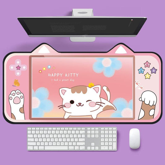 Adorable Cat Ear Desk Pad For Keyboard & Mouse - 3