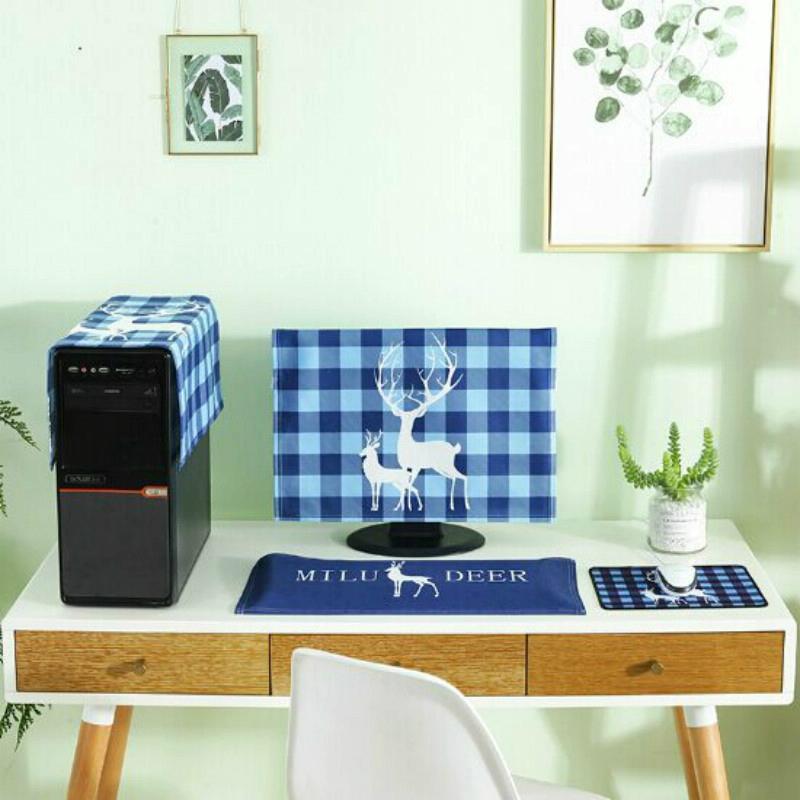Universal 3-in-1 Desktop Pc Dust Cover - Fits 25-27 Inch - Fascinating Flamingo