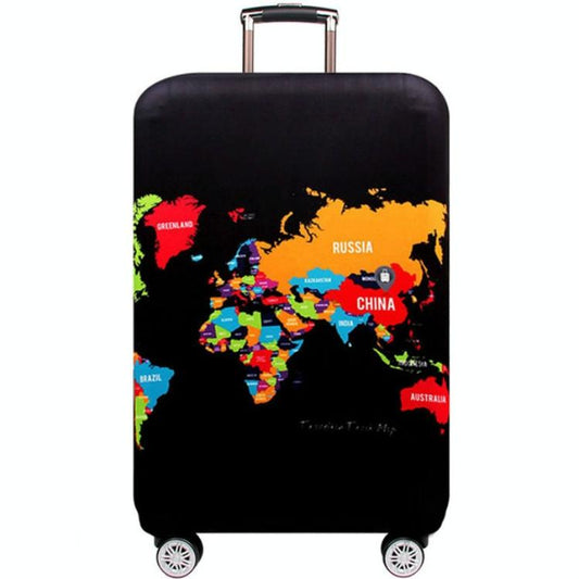Xl Travel Luggage Cover - Dustproof Scratch-proof Elastic Sleeve - Fits 29-32 Inch Suitcases - English Map
