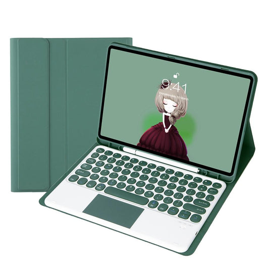 Detachable Bluetooth Keyboard Leather Case For Ipad Air 4 / 5 With Touch Control And Skin Feel Texture - Light Green