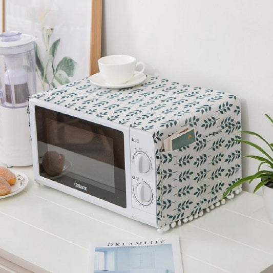 Universal Cotton Linen Microwave Dust Cover - Green Wheat