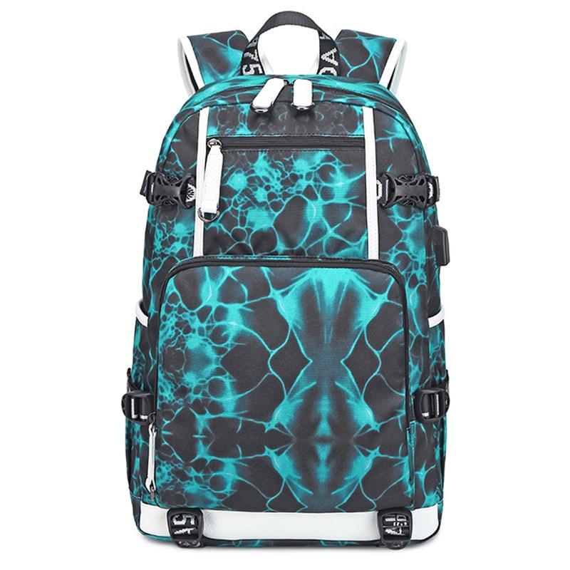 Student Waterproof Printed Backpack - Black Skin