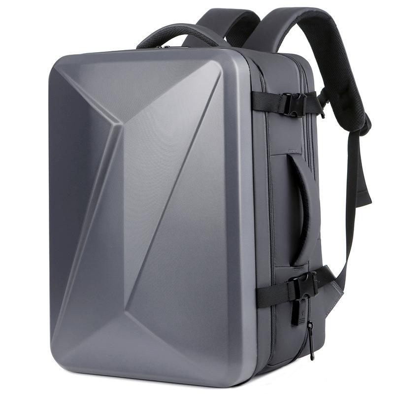 Waterproof Expandable Hard Shell Backpack with Usb Charging - Large Capacity Black - 162 Deep Gray