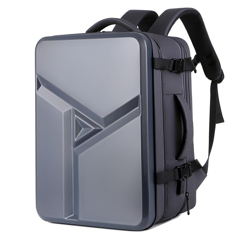Waterproof Expandable Hard Shell Backpack with Usb Charging - Large Capacity Black - 162 Deep Gray