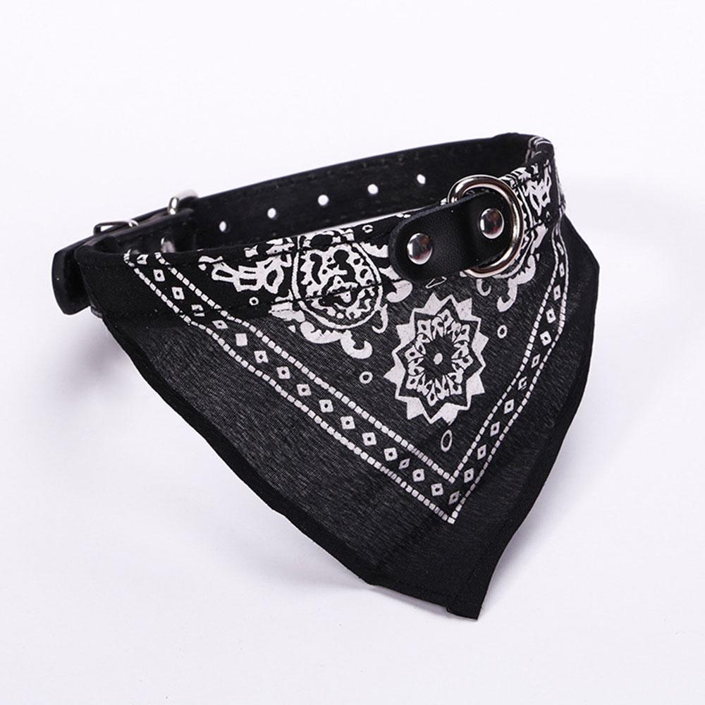 Adjustable Dog Bandana Leather Printed Soft Scarf Collar Neckerchief For Puppy Pet - Size M - Green