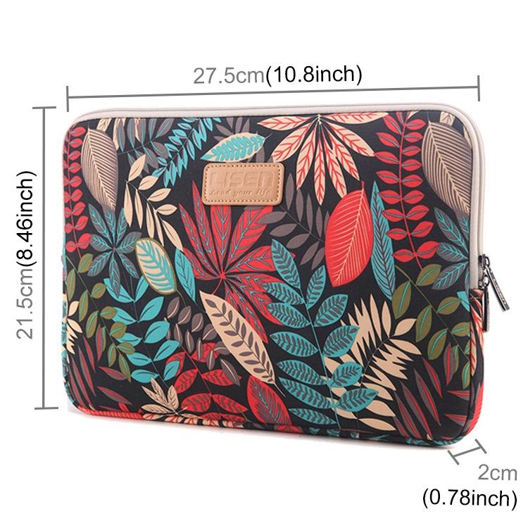 Sleeve Case Colourful Leaves Zipper Briefcase Carrying Bag - Grey