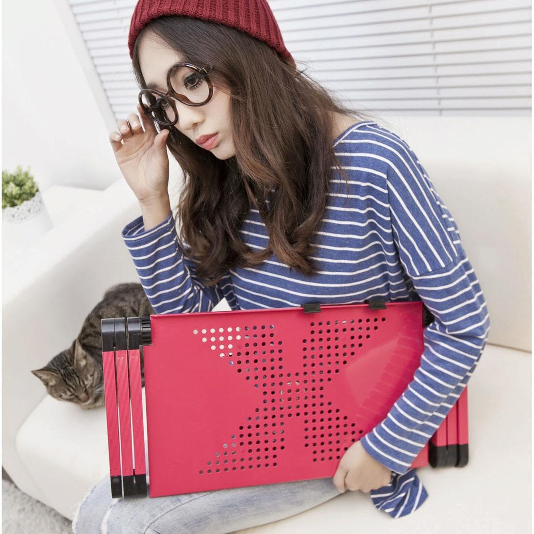 Adjustable Foldable Laptop Stand - Portable 360 Degree Aluminum - Magenta