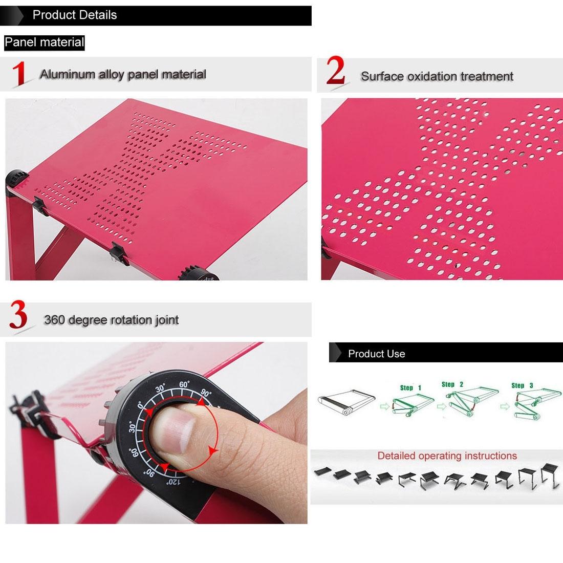 Adjustable Foldable Laptop Stand - Portable 360 Degree Aluminum - Magenta