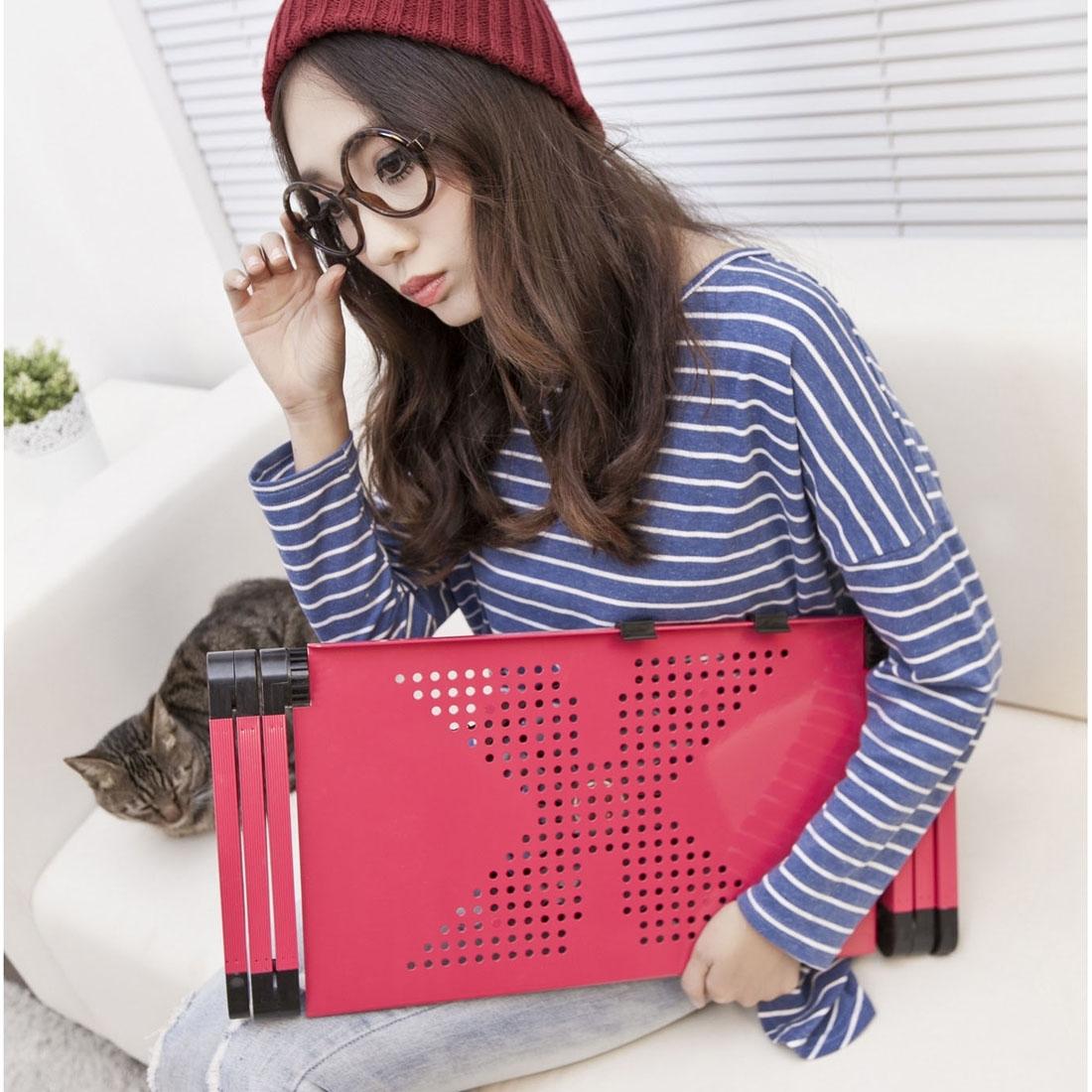 Adjustable Foldable Laptop Stand - Portable 360 Degree Aluminum - Magenta