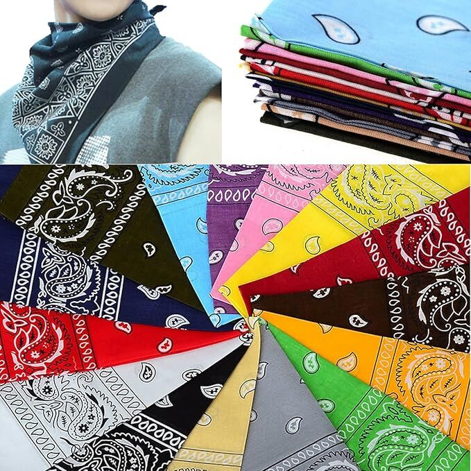 20x BANDANA Paisley 100% COTTON Head Wrap Durag Bandanna Scarf Mask BULK - Assorted Colour Pack
