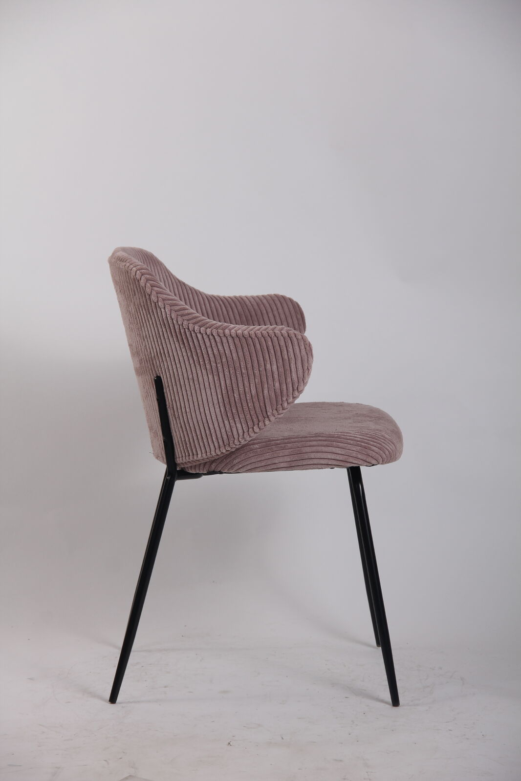 Set of 2 Dining Chairs with Corduroy Cord Fabric in Pink
