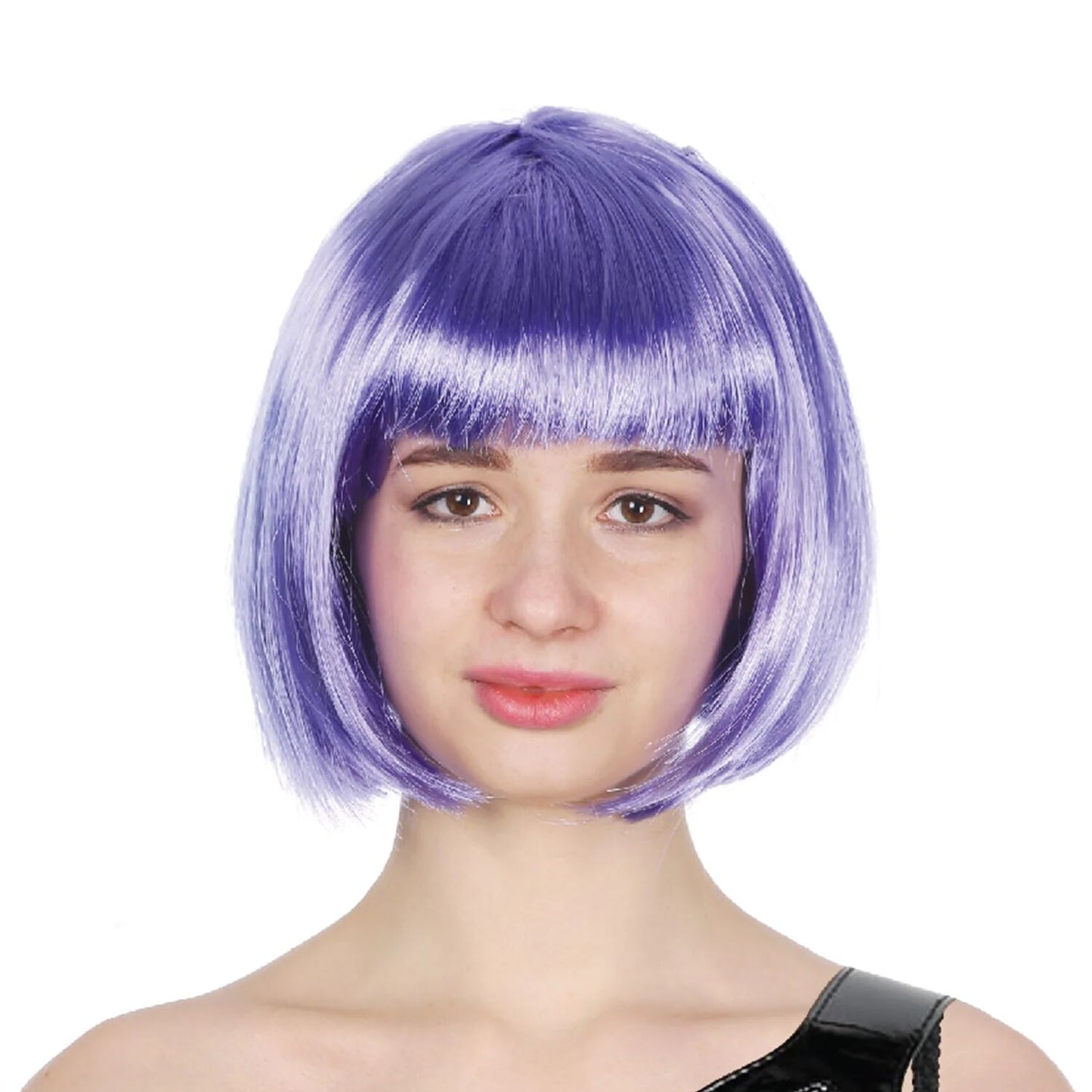 Bob Wig Costume Short Straight Fringe Cosplay Party Full Hair Womens Fancy Dress - Purple