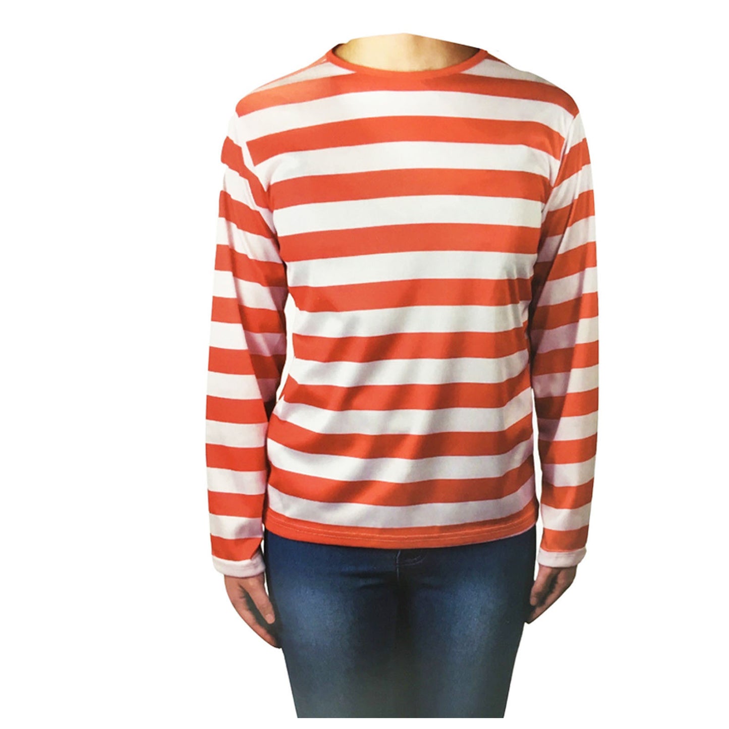 KIDS Red and White Striped Top Wenda Waldo Shirt Costume Party Book Week - Medium (7-9 Years Old)