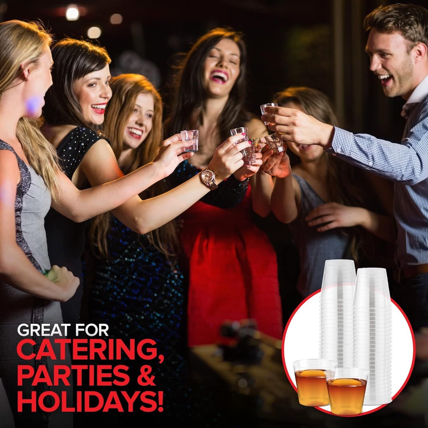 1080pcs 30ml Reusable & Disposable Plastic Shot Glasses Clear Cups Event Tastings Bulk