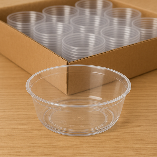 288x Premium Plastic Round Dessert Cups BPA Free Extra Strong Bulk - Clear