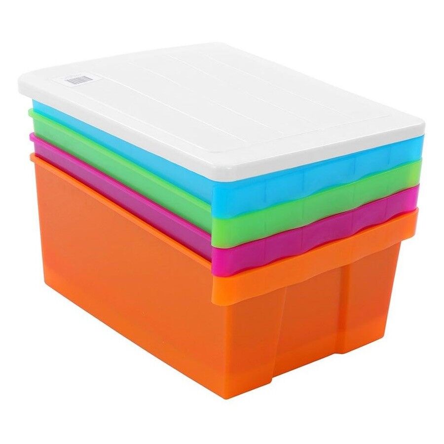 MEGA 4 Tier Drawer Storage Shelf Unit Organiser Plastic Level Office Cabinet in Coloured