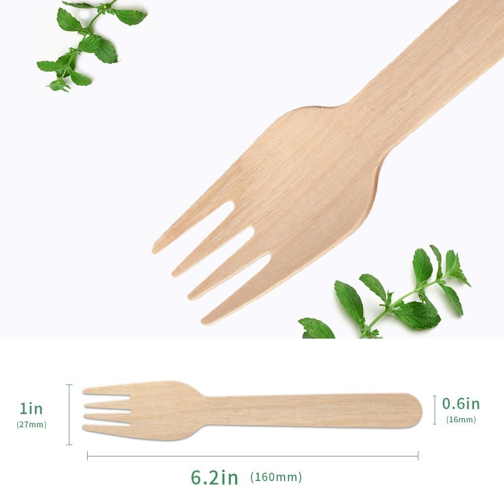 2400pcs Disposable Wooden Forks Eco Friendly Cutlery Extra Strong Bulk