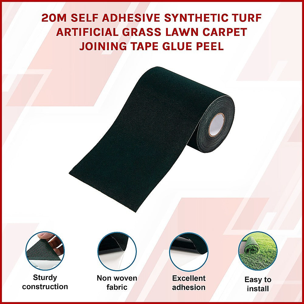 20m Self Adhesive Synthetic Turf Artificial Grass Lawn Carpet Joining Tape Glue Peel