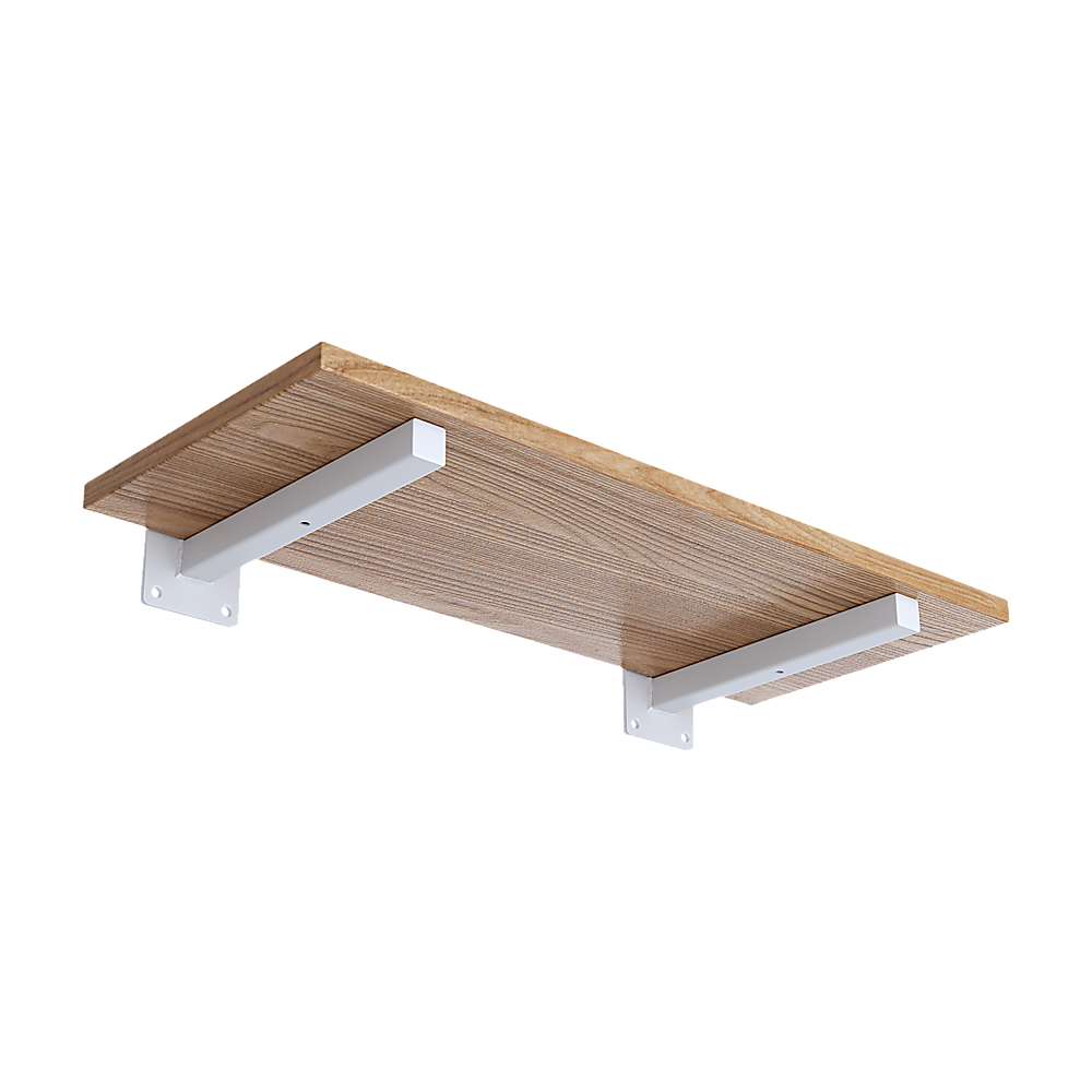 20cm Floating Shelf Brackets Industrial Metal Shelving Supports 4-Pack - White
