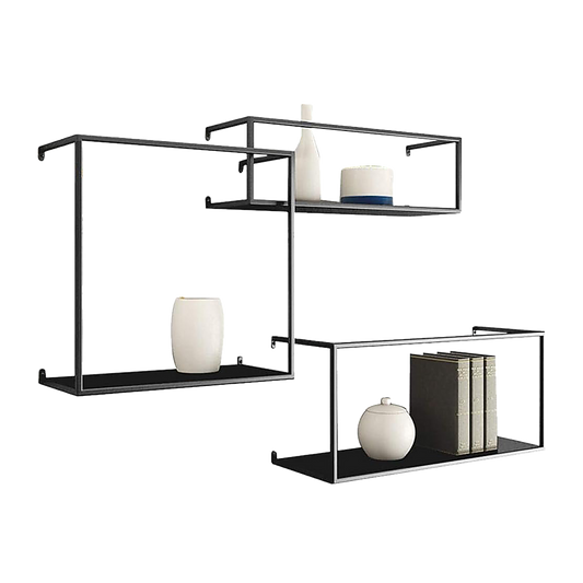 Floating Shelves Retro Industrial Ledge Black Metal Display Stand