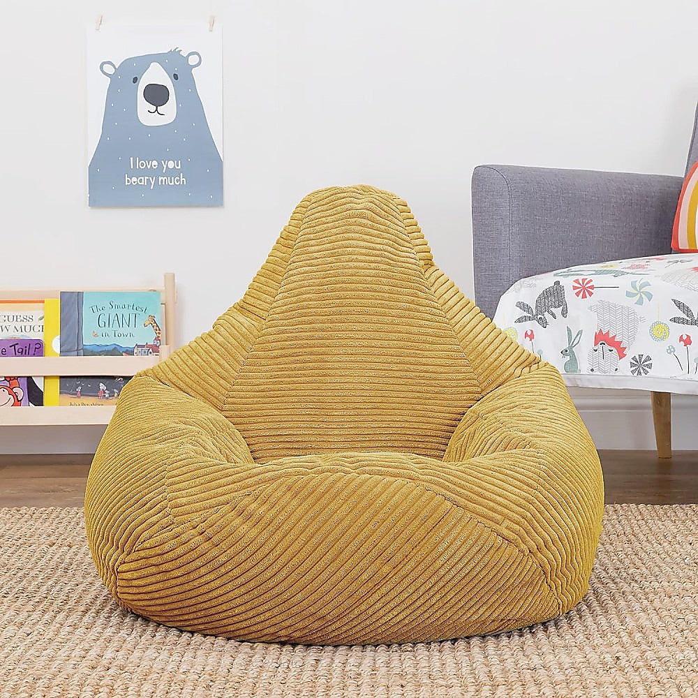 Jumbo Cord Beanbag Chair Cover Unfilled Large Bean Bag - Mustard