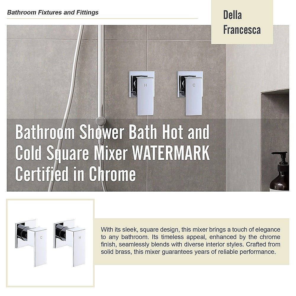 Bathroom Shower Bath Hot and Cold Square Mixer WATERMARK Certified in Chrome
